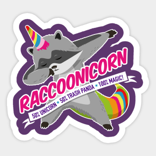 Raccoonicorn 50% Raccoon 50% Unicorn 100% Magic! Sticker